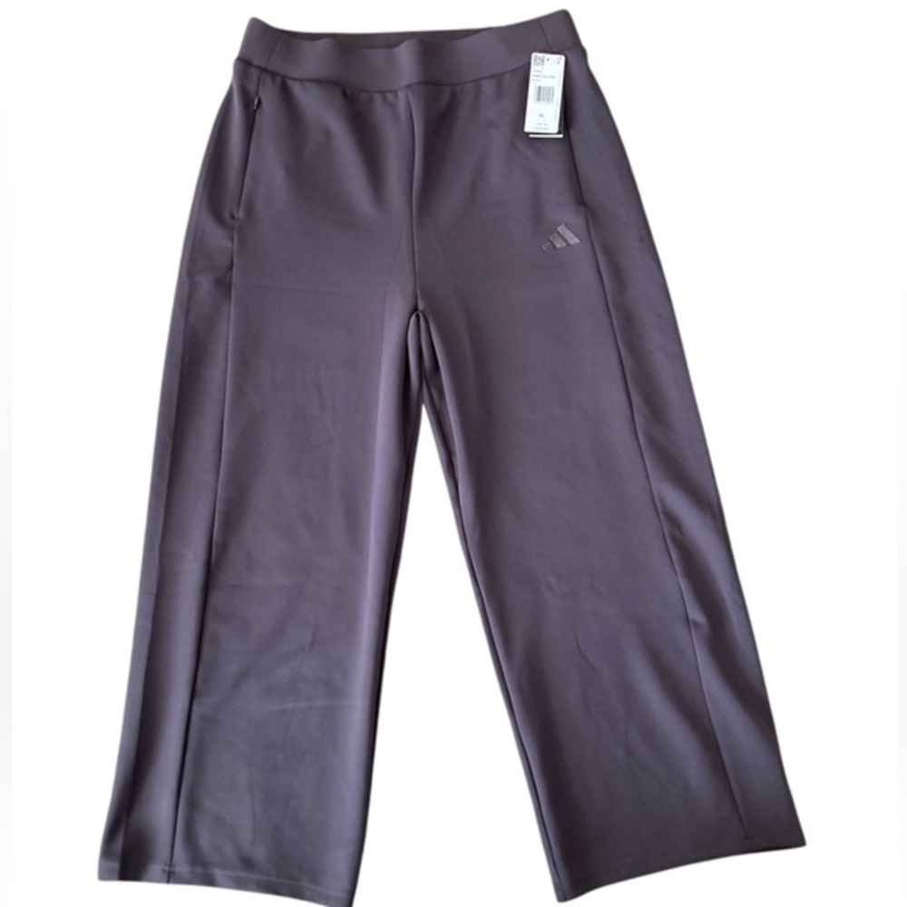 NWT ADIDAS WIDE LEG athletic LOUNGE PANTS XL Gray smooth sweatpants